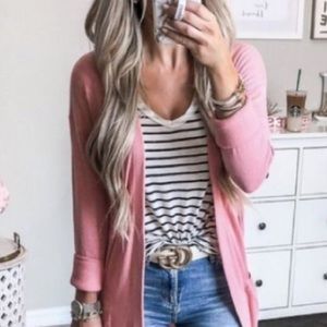 Sigrid Olsen Petal Pink Ruffle Cardigan Medium